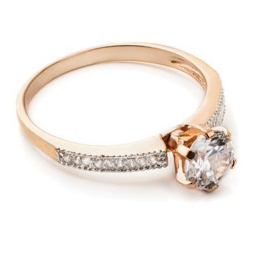 Gold diamond ring isolated on white